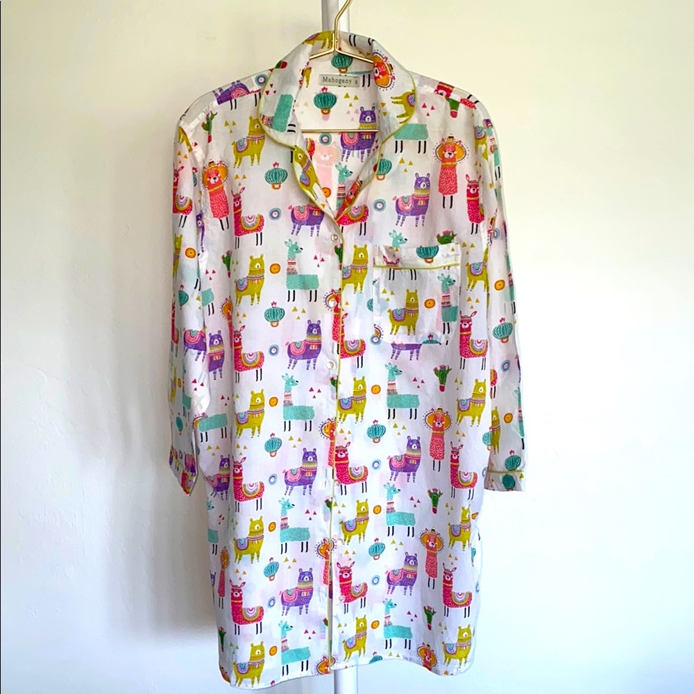 MAHOGANY PARIS NIGHTSHIRT 100% COTTON SIZE SMALL LLAMAS ALPACAS